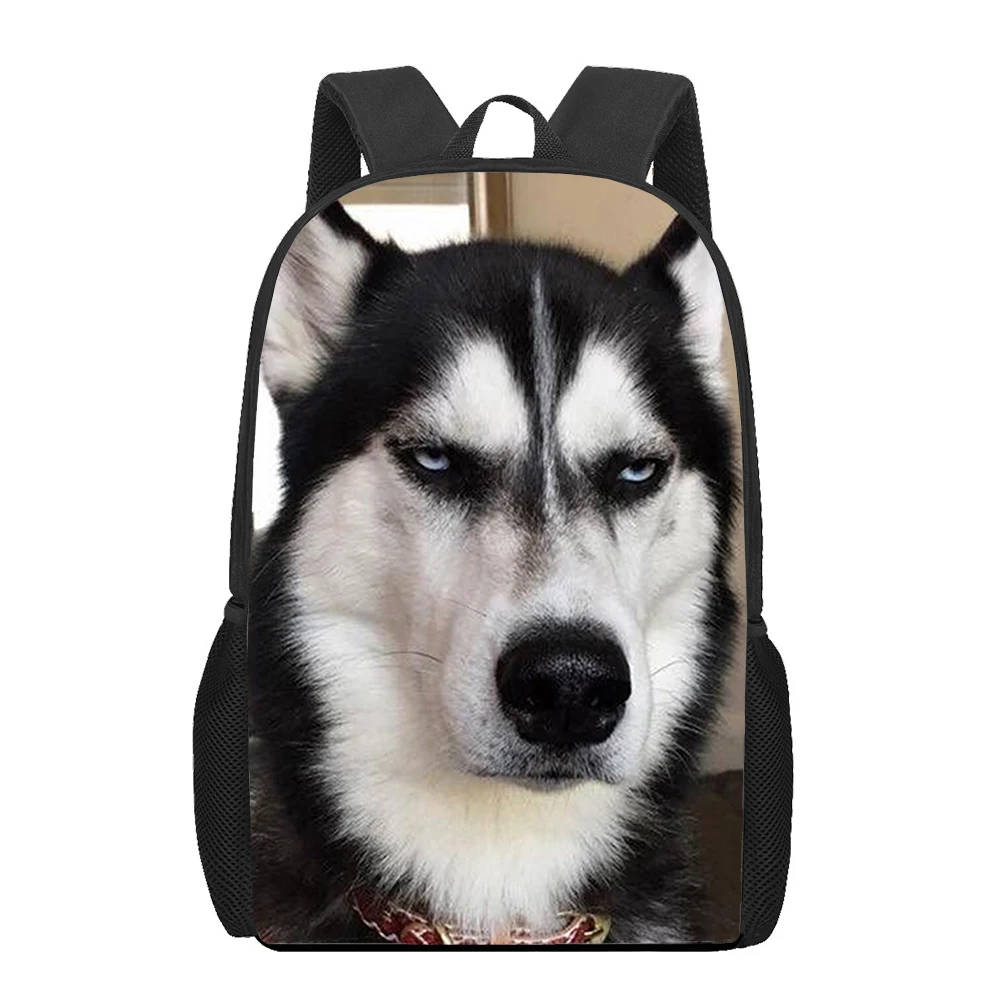 Husky Hond Grappig Cool 3d Print Schoolrugzak Voor Jongens Meisjes Tienerkinderen Boekentas Casual Schoudertassen 16 Inch Schooltas