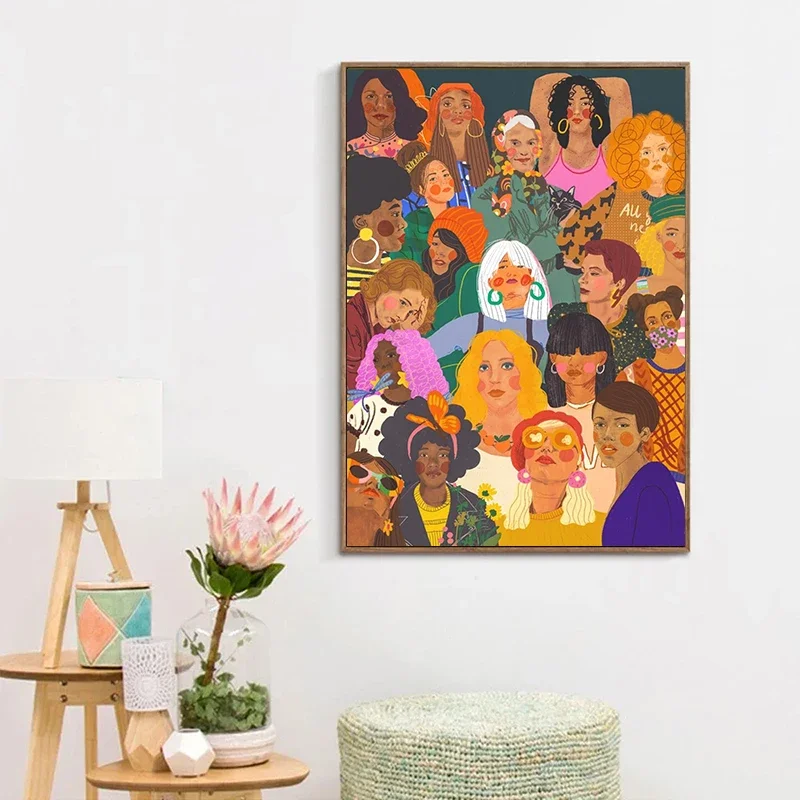 Abstract Woman Nordic Poster Girl Wall Art Colorful Canvas Painting Posters and Prints Wall Pictures for Living Room Home Decor