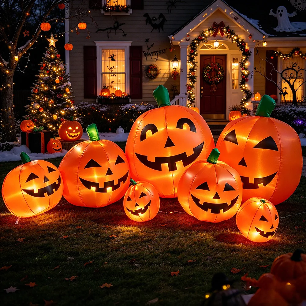 7.5ft Halloween Inflatable Pumpkin Patch for Yard  Suitable for Lawns, Gardens, and Outdoor Halloween Party Decorations