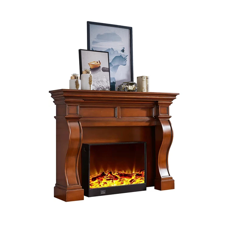 Portable 3D Flame Wooden Infrared Freestanding Electric Fireplace Heaters