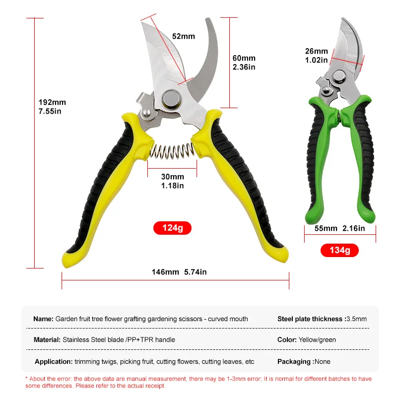 1PC Garden Beak Scissors Sharp Pruning Shears Tree Trimmers Secateurs Multifunctional Bypass Shears Gardening Hand Clippers