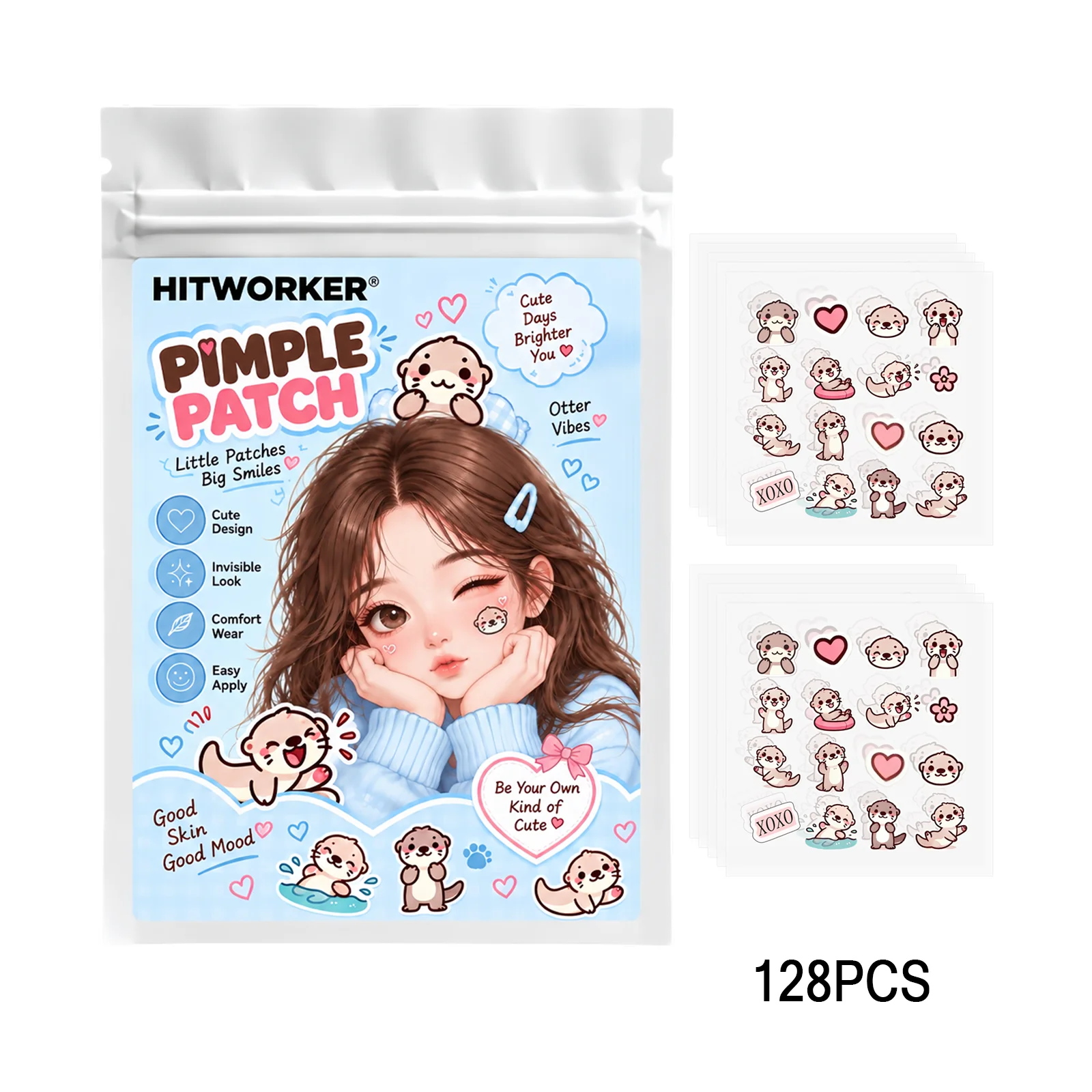 128pcs Hydrocolloid Pimple Patches, Star Shape Spot Cover Stickers, Iridescent Face Patch, Ultra-Thin Easy Peel Day Night Use