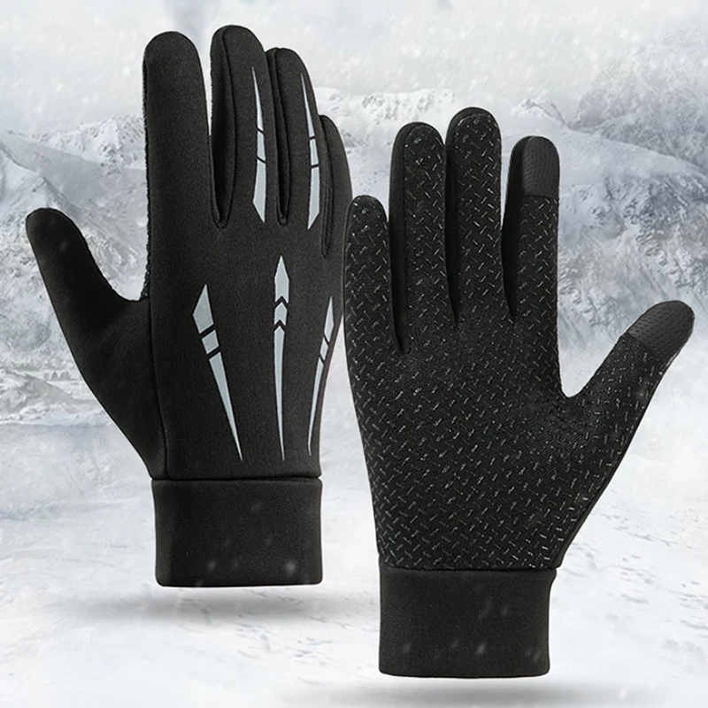 Guantes de ciclismo de invierno para hombre, guantes deportivos a prueba de viento con pantalla táctil, guantes térmicos cálidos para correr, esquí y ciclismo