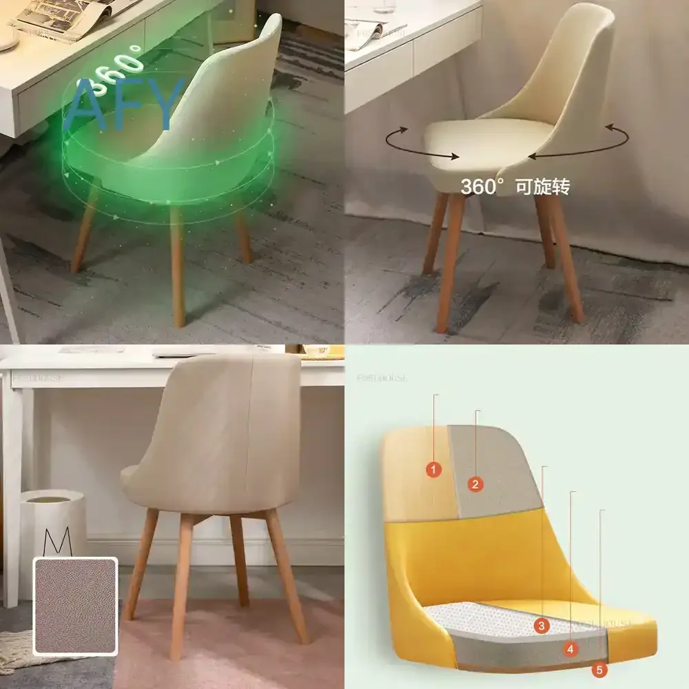 Executive Study Writing Backrest Computer Chair for Office Desk Student Dormitory Home Bedroom Restaurant Swivel Ergonomic