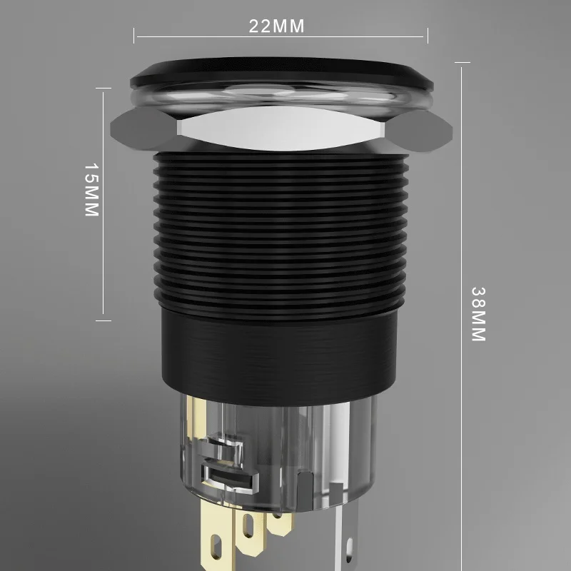 19-mm-Metall-Drucktastenschalter, bistabiler und kurzzeitiger Schalter, Auto-Angel-Eyes-Schalter, 12V/24V LED, Schalter für Fahrzeugmodifikationen – Detail 8
