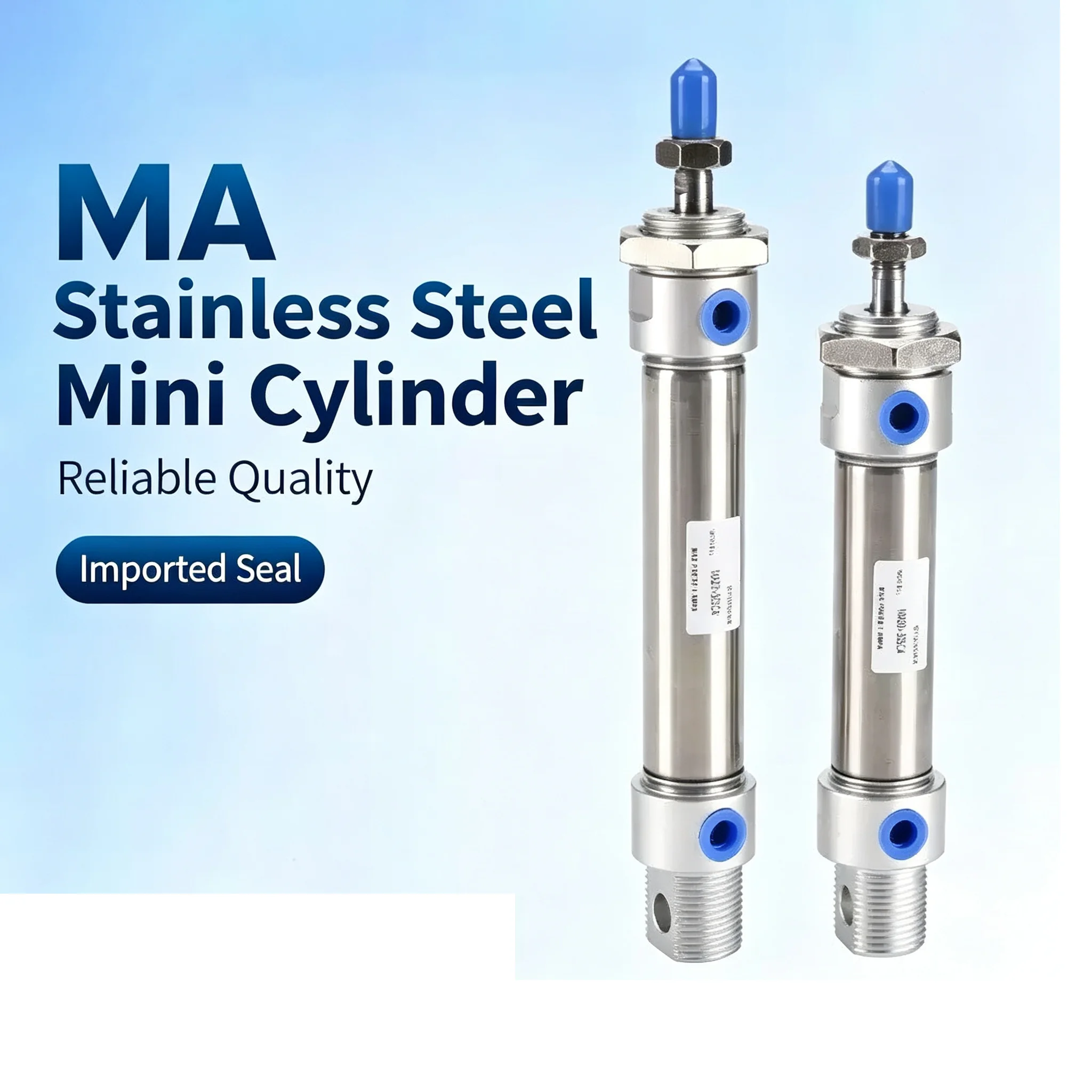 stroke pneumatic cylinder Stainless Steel Double Action MA Type With Magnet 16/20/25/32/40mm Bore 25/50/75/100/125/150/175mm