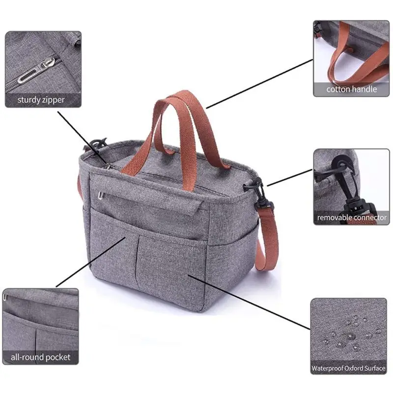 Portable Lunch Box Insulated Thermal Bag Picnic Food Cooler Pouch Large Capacity Shoulder Bento Storage Bags for Women Children