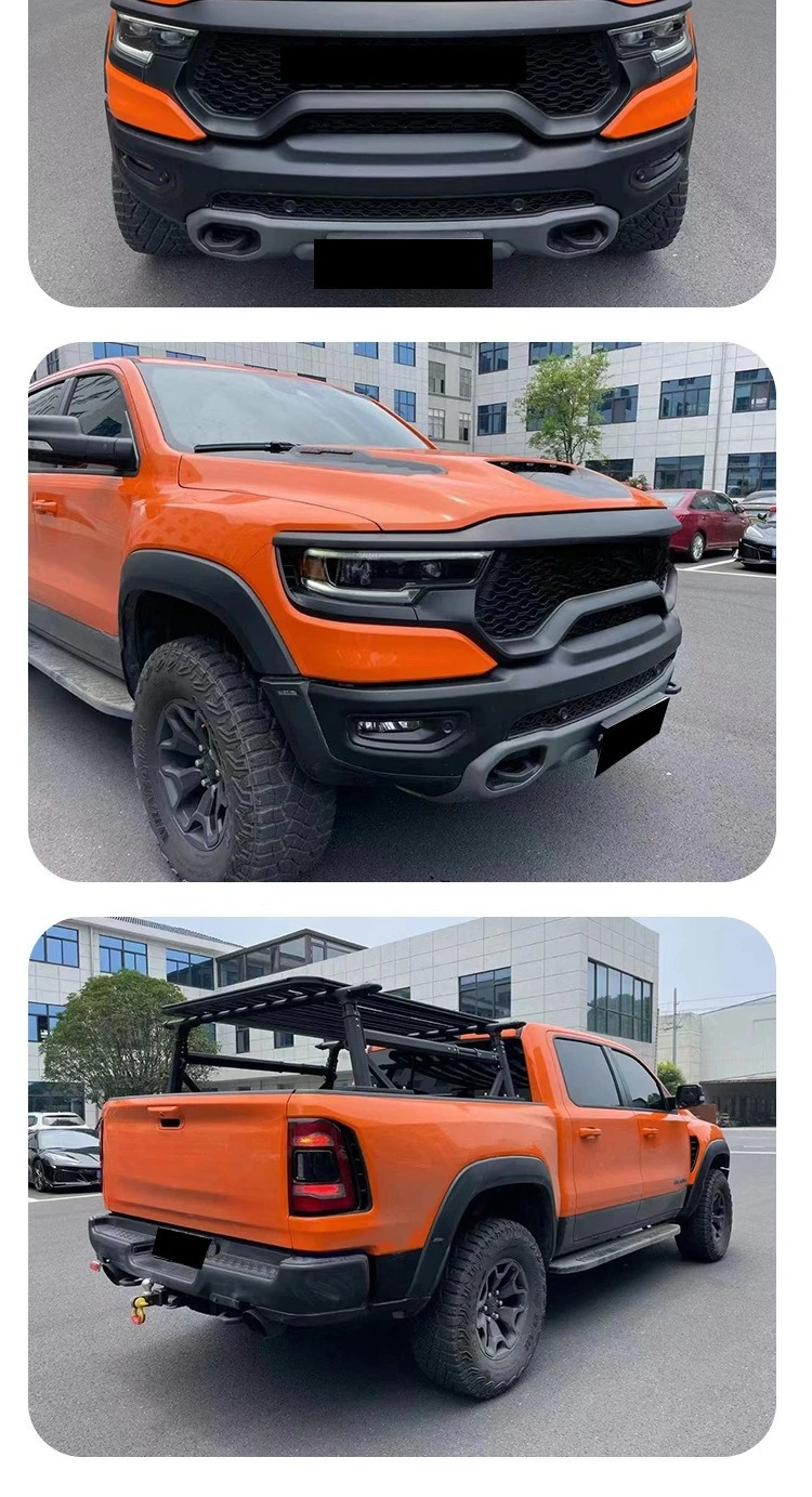Body Kit For Dodge RAM 1500 TRX Style , Upgraded Bumper Fender Flares for RAM 1500, Durable ABS Plastic, Easy Installation