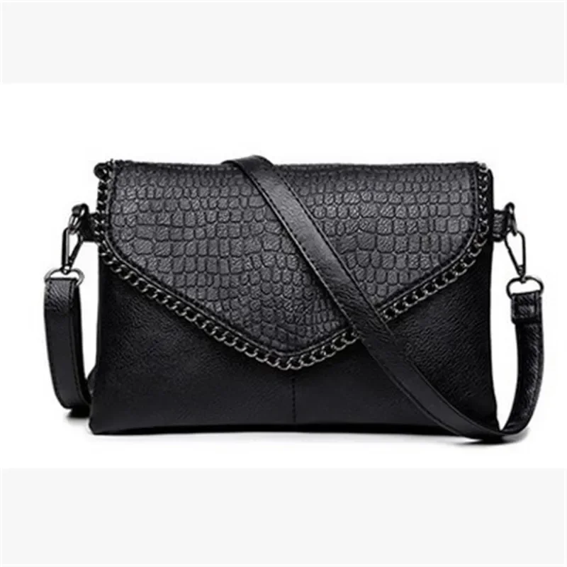 Borsa a tracolla Casual borsa a tracolla femminile borse a tracolla in pelle nera PU 2023 tendenza donna stampa pietra catena busta pochette borse