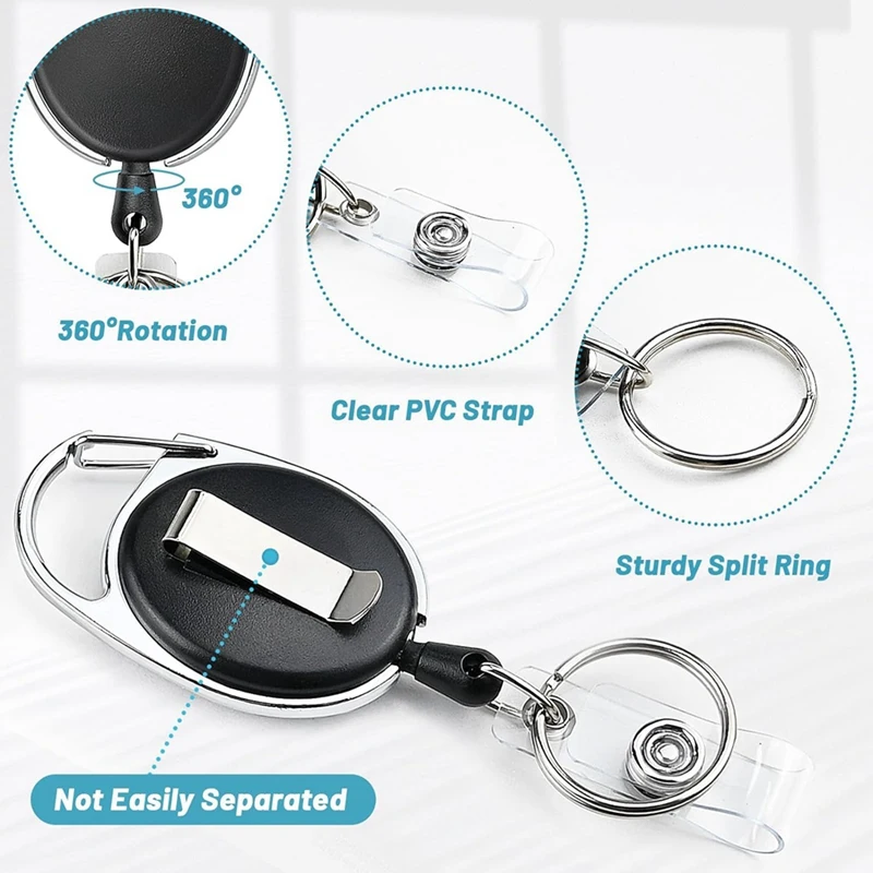 2 PCS ID Badge Holder With Retractable Badge Reel Clear Vertical ID Card Holder As Shown With Heavy Duty Carabiner Badge Reel