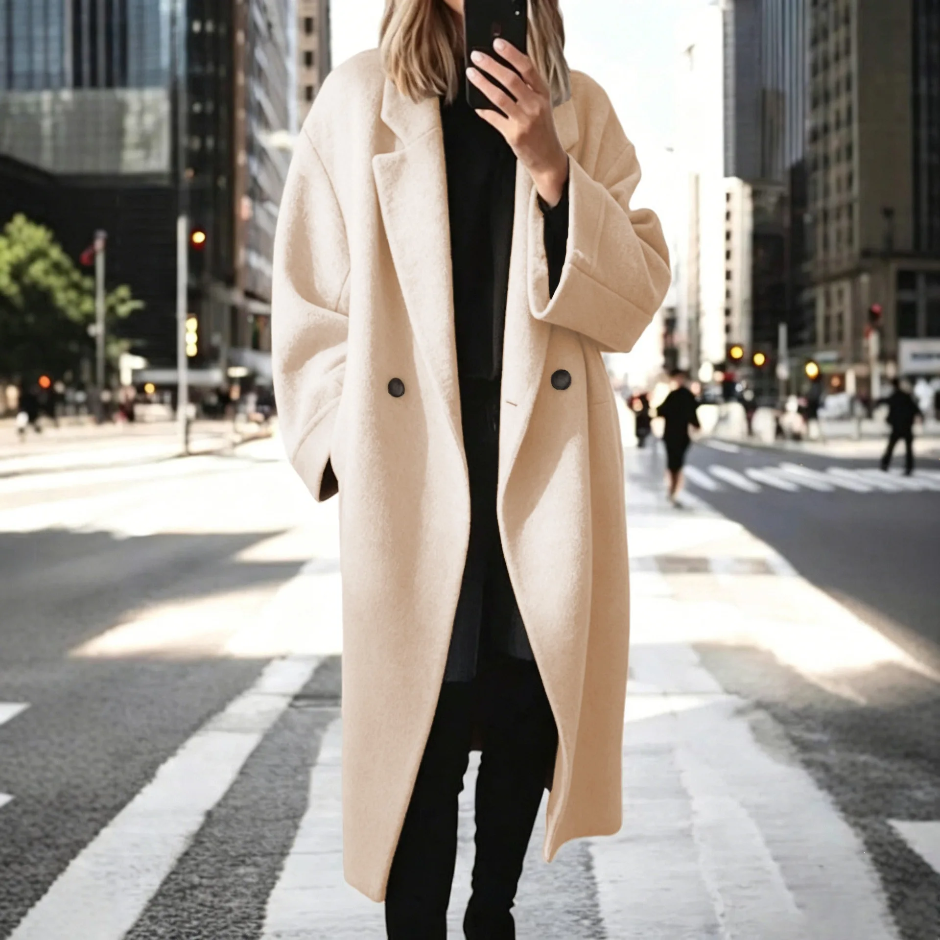 Winter 2026 Ladies Multi-Color Multi-Size Wool Long Windbreaker Jacket