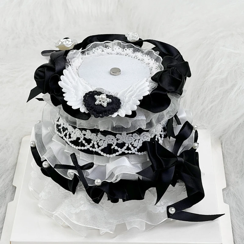 Cute Double-layer Small Cake Ornaments for Anime Badges Handmade Lace Birthday Cake Badge Holder Creative 58mm Badges Decor New