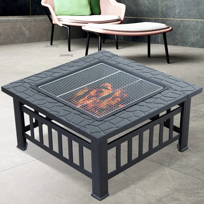 #American Style Living Room Fire Pits Light Luxury Shopping Mall Brazier Outdoor Cafe Barbecue Grill Table Villa Heating Stove G
