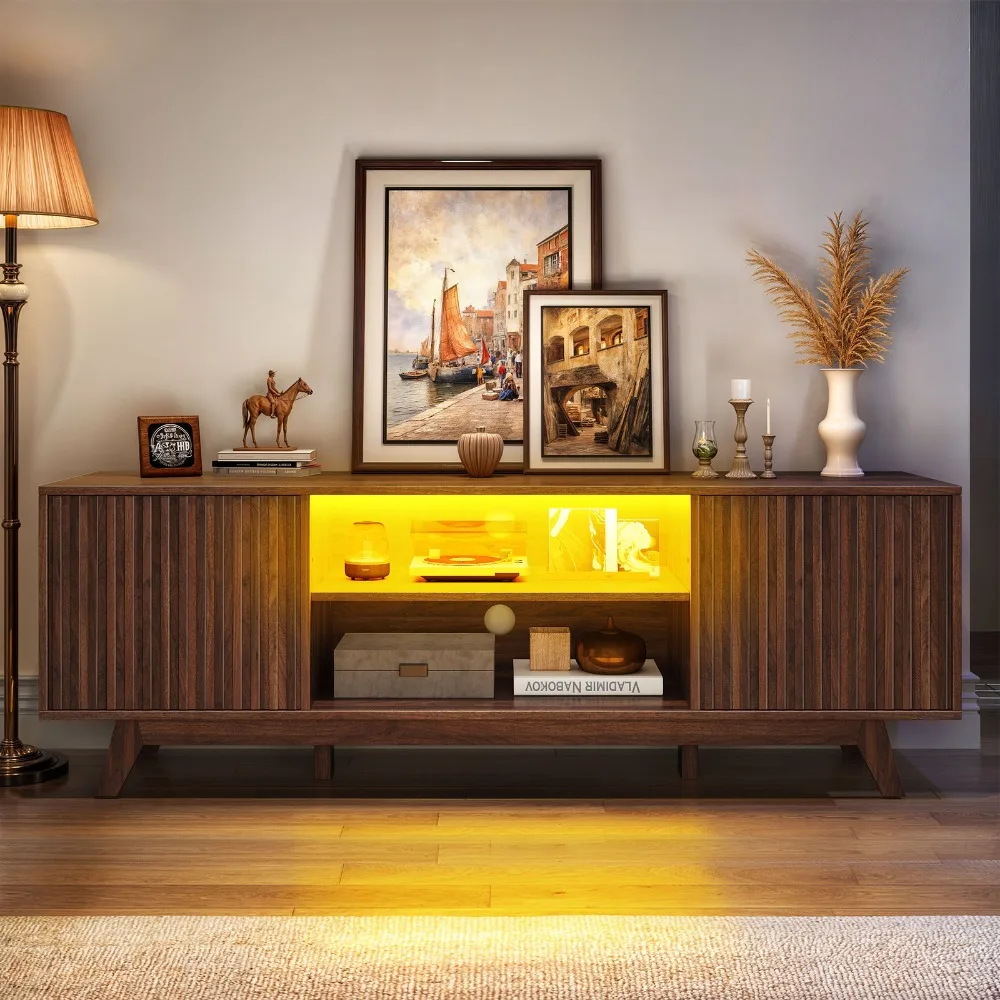 

TV Stand w/ LED Lights For 65 inch TV Console Entertainment Center Table