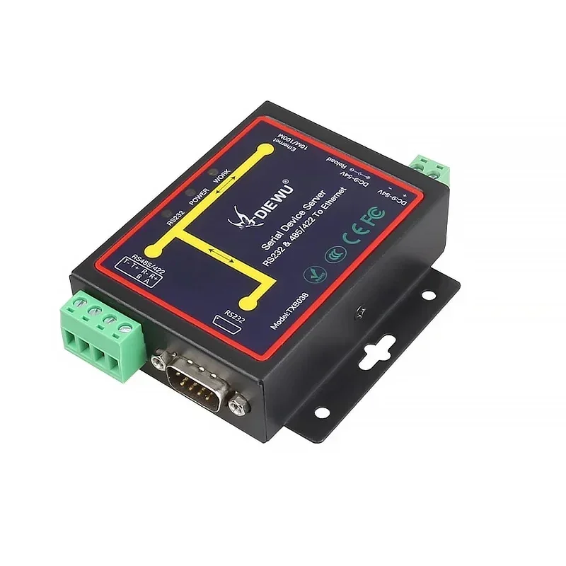 Industrial RJ45 to RS232 RS485 422 Ethernet 10/100m to DB9 Male Converter Multifunctional Device DC9-54V