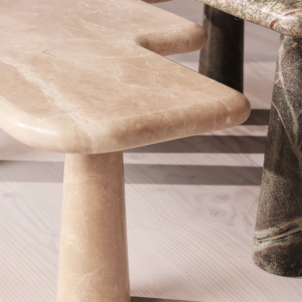 Travertine Marble Top Nesting Coffee Table Set 2 Frame Scandinavian Design Antique Appearance Bedroom Living Room Furniture Easy