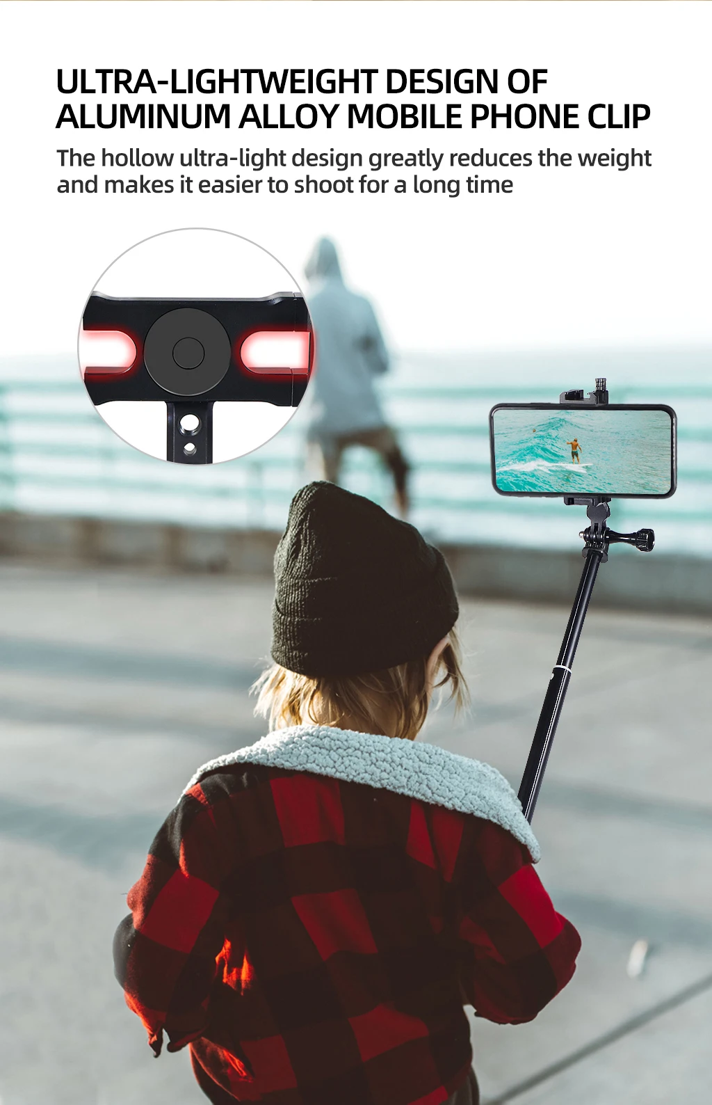 Handy-Ständer halter 360-Grad-Drehung Stativ adapter Kalt schuh 1/4 "Halterung für Smartphone Vlog Selfie Stick Lichter stehen – Detail 5