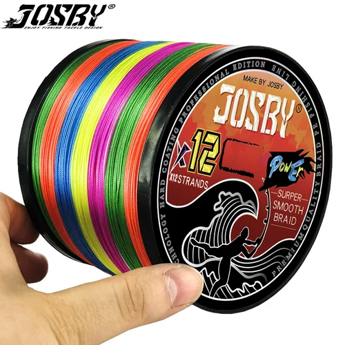 JOSBY-sedal de Pesca de PE súper fuerte, 12 hebras, 1000/500/300/100M, multifilamento de agua dulce, agua salada, tejido de carpa, Pesca