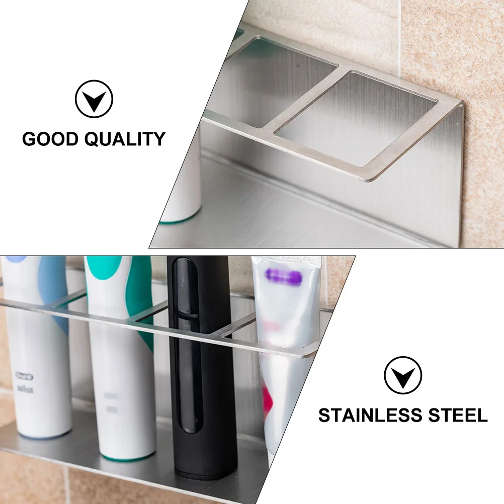 

Electric Toothbrush Rack Stainless Steel Wall Mounted Toothpaste Organizer Holder Waterproof Self Adhesive Bathroom