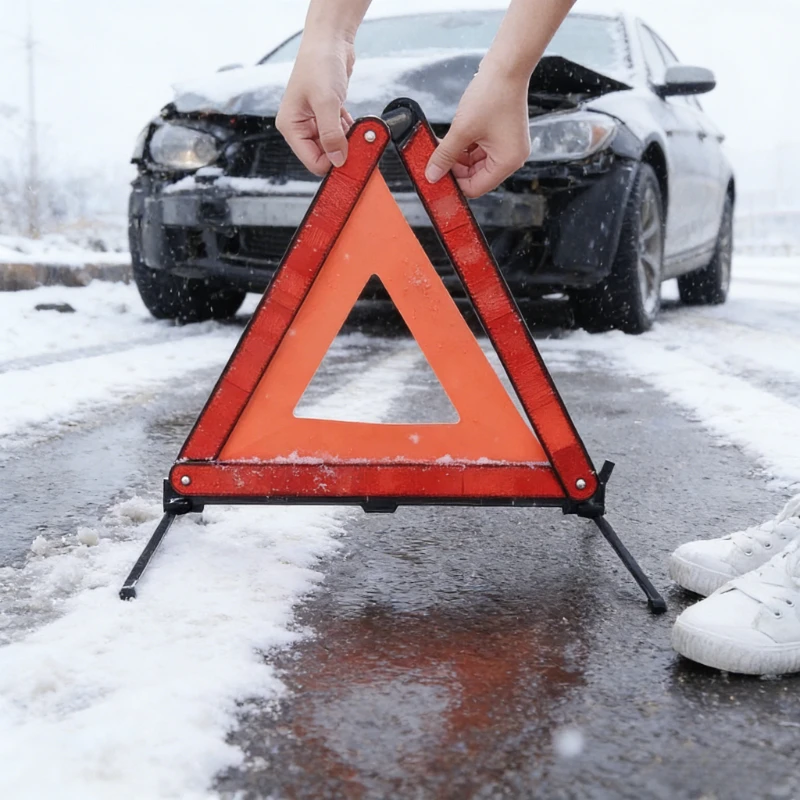 

Car Triangle Reflective Tripod Emergency Breakdown Warning Reflective Sticker Safety Hazard Foldable Stop Sign Car Accessories