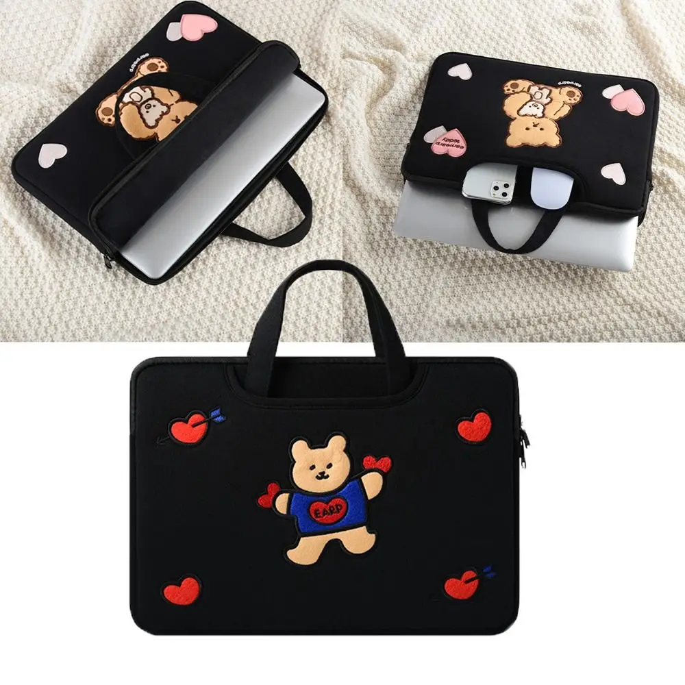 

New Cartoon Laptop Sleeve Case Large Capacity Embroider Computer Handbag Cute Shockproof Notebook Bag