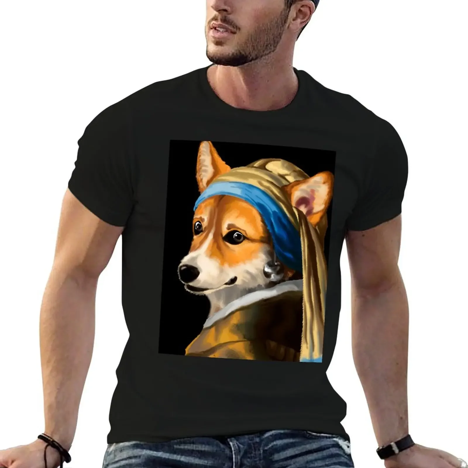 Girl with a Pearl Earring by Johannes Vermer, Vermer corgi T-Shirt shirts graphic baggy shirts plain new edition t shirt for men