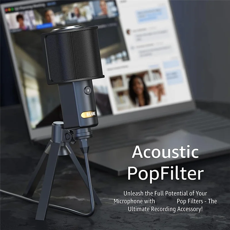 Filtro de micrófono, pantalla de micrófono con malla metálica y filtro de espuma, protectores de ruido, accesorios para micrófono