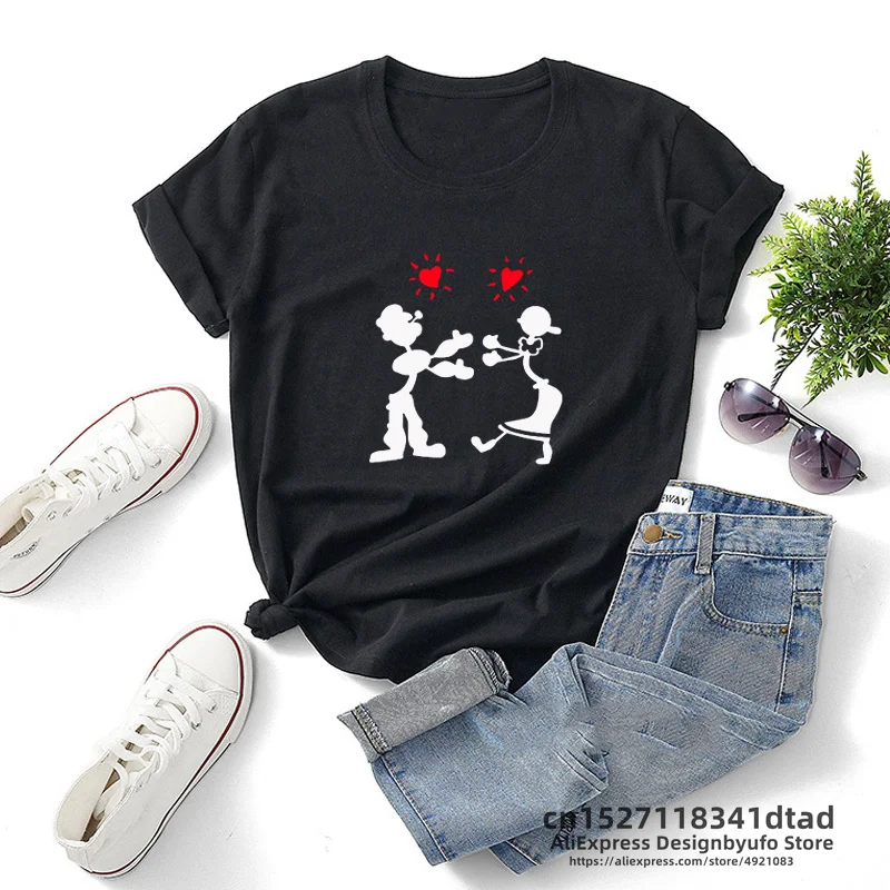 Rachel Green T Shirts Women Popeye and Olive Oyl Classic T-Shirt  Friends Tv Show Tshirts Streetwear Graphic Tees