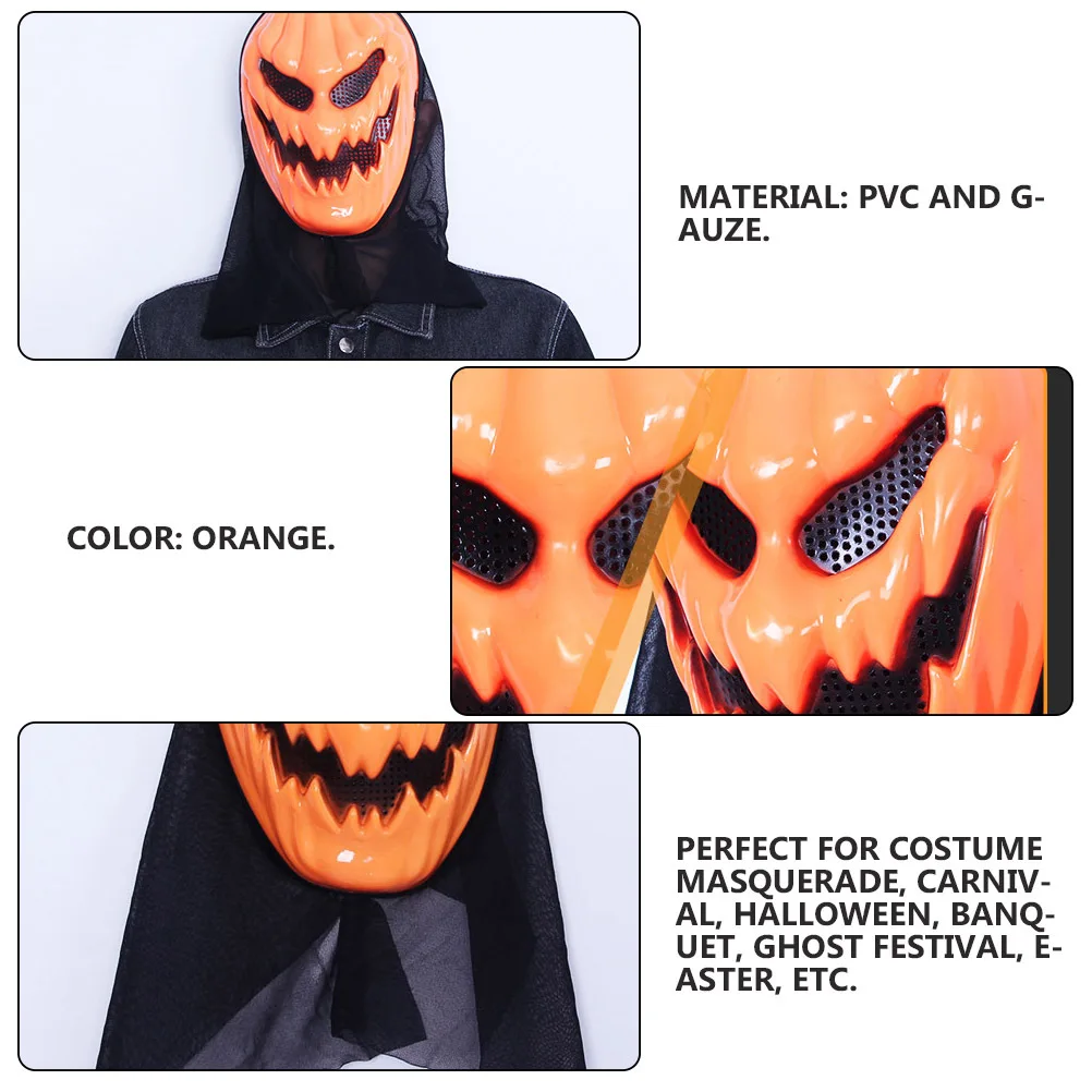 قطعتان من قناع اليقطين للهالوين، قناع شاش على شكل جمجمة شبح، خفيف الوزن يسمح بمرور الهواء لزي تنكر كرنفال الهالوين #2