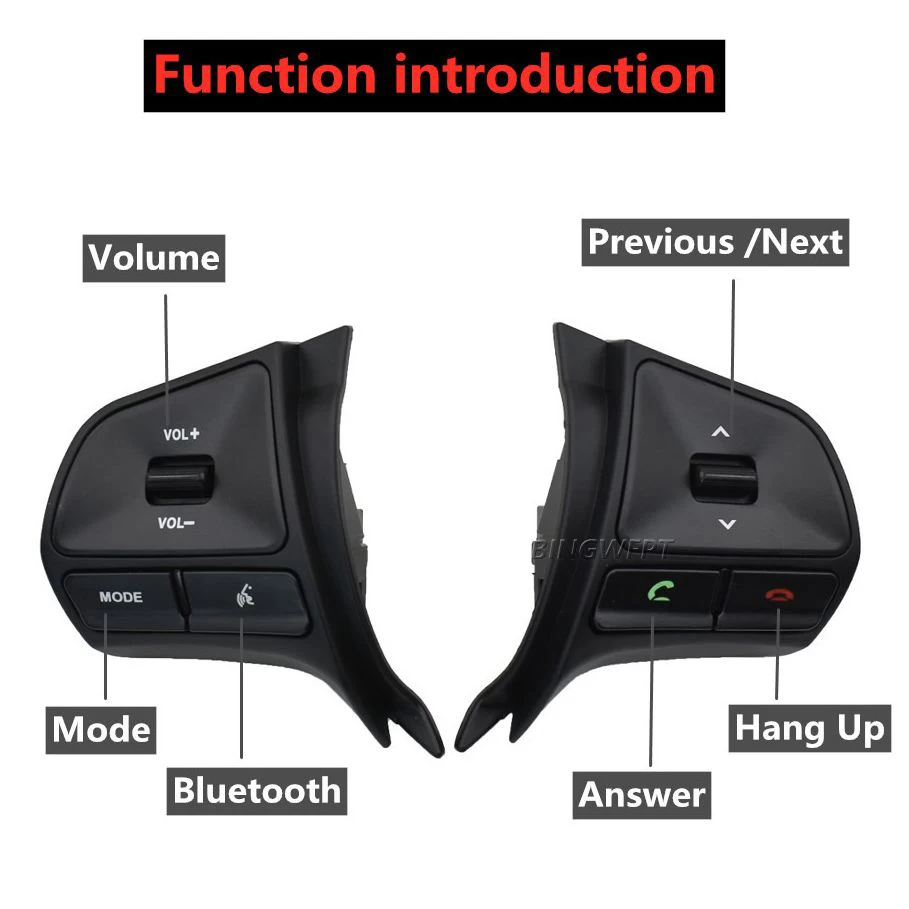 Car Accessories Multifunctional Steering Wheel Control Button for KIA RIO 2011-2014 Audio Phone Volume Switch for BT