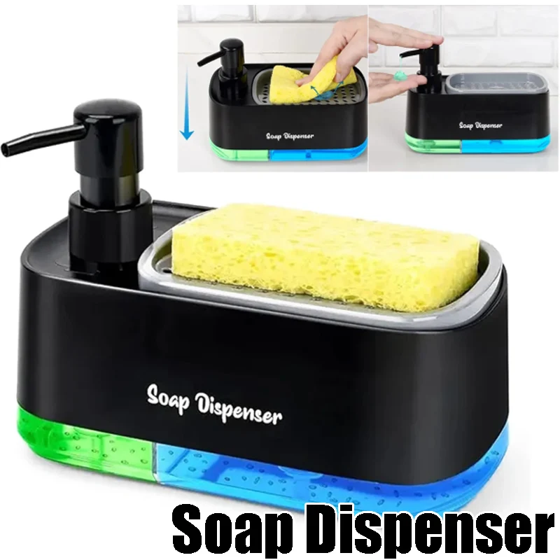 

Набор дозаторов для мыла с двойной помпой 3-в-1: органайзер для кухни с отсеком для губки для раковины и столешницы, компактное решение для уборки