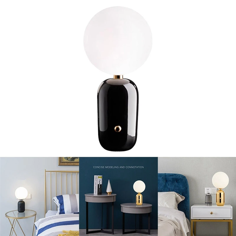 

Modern LED Desk Lamp E27 Nordic Glass Spherical Lighting Lamp, Suitable For Bedroom, Bedside, Living Room