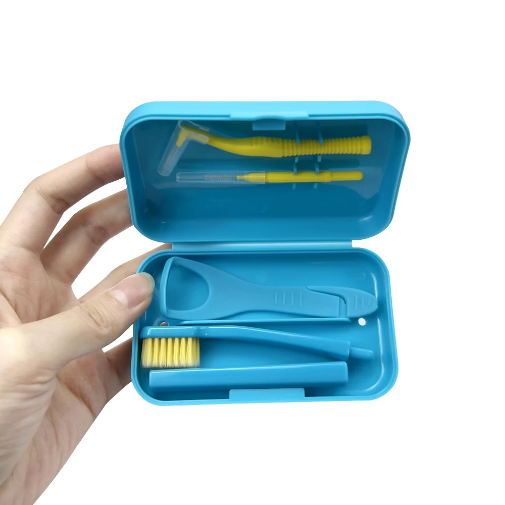 Tragbare Zahnbürsten box kiefer ortho pä dische Mundhygiene-Tools Kits Inter dental bürste Zungen schaber Reise Zahnbürste Zahn aufhellung