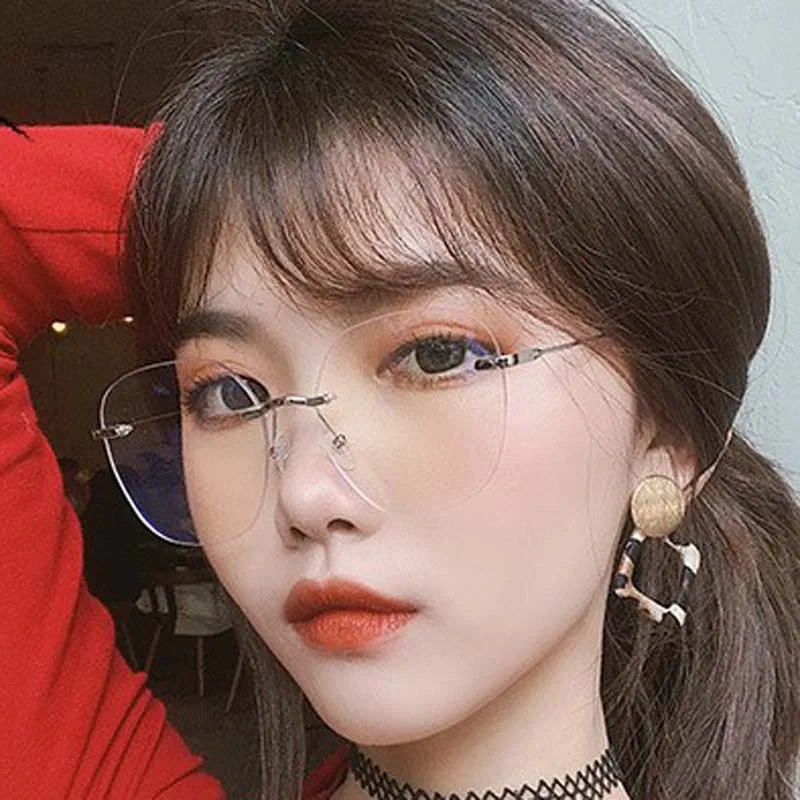 

Женские компьютерные очки без оправы Feishini, прозрачные очки с защитой от синего света и фильтром в металлической оправе, 22 г