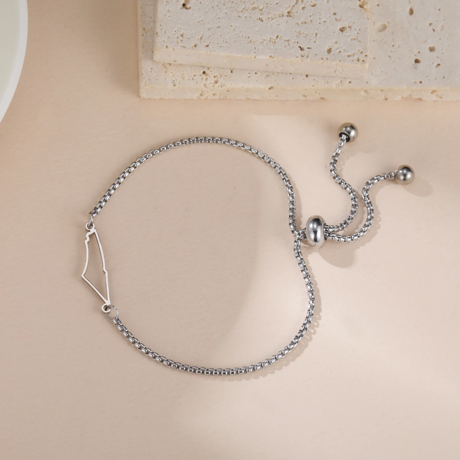 جوفاء فلسطين قلادة على شكل خريطة سوار الفولاذ المقاوم للصدأ صندوق قابل للتعديل سلسلة للرجال والنساء هدية مجوهرات العرقية الإسرائيلية