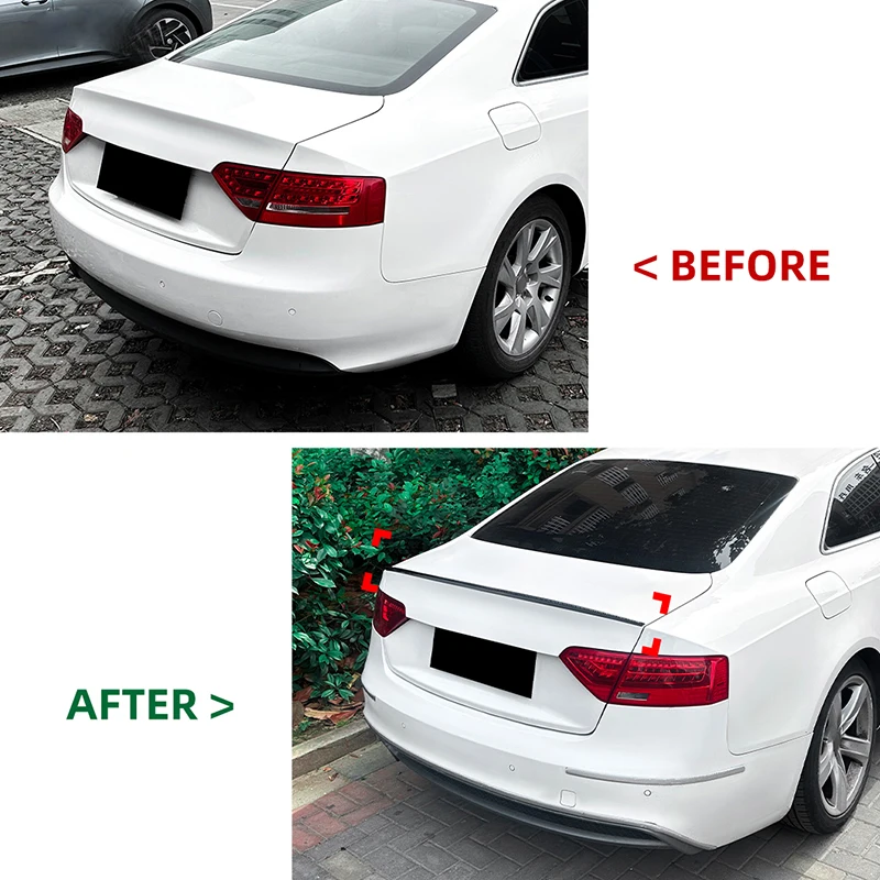 Spoiler sul tetto del bagagliaio posteriore dell'auto per Audi A5 8T Coupe 2007-2016 S5 Boot Top Ala di coda Splitter Trim Kit carrozzeria auto Accessori auto