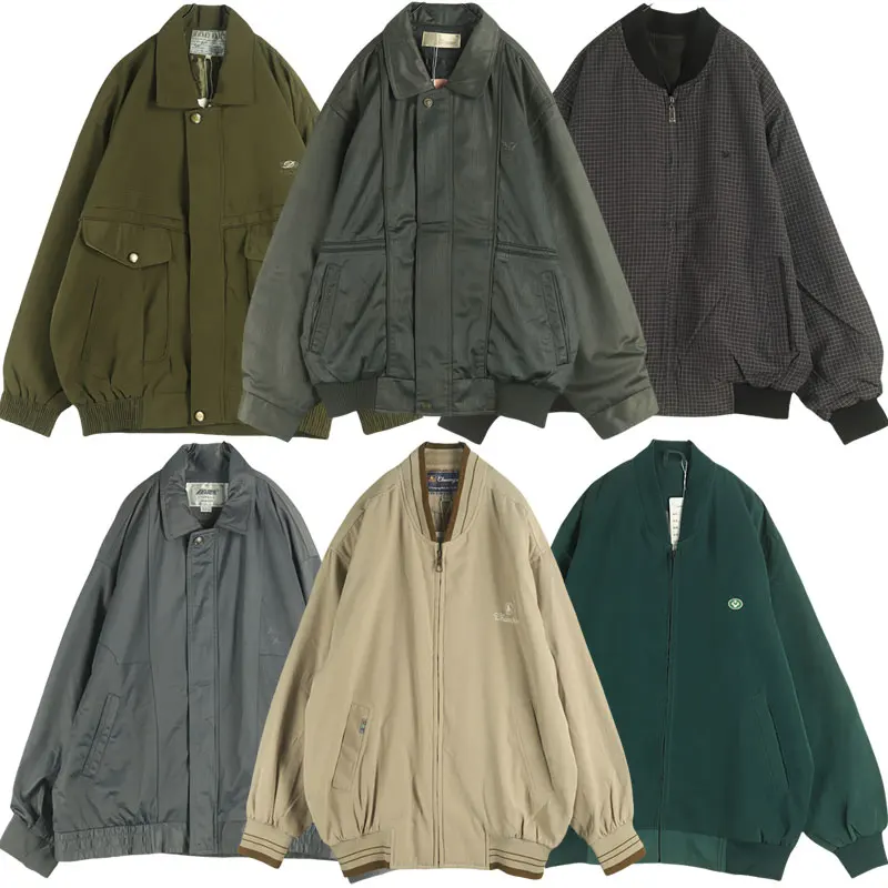 

Винтажная свободная куртка-бомбер в стиле кэжуал, нейтральный цвет хаки, весна-осень, рабочая одежда, длинный рукав, откидной воротник, модель D6