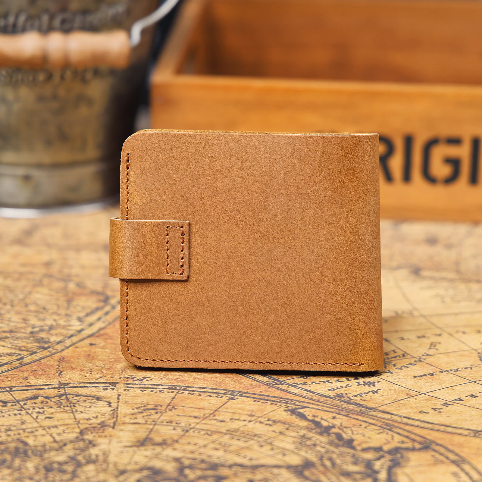 Echtes Leder Herren Kurzgeldbörse Kartenhalter Einfache Mini-Geldbörse Crzay House Leder Perfekt zum Tragen von Bargeld & Karten – Detail 14