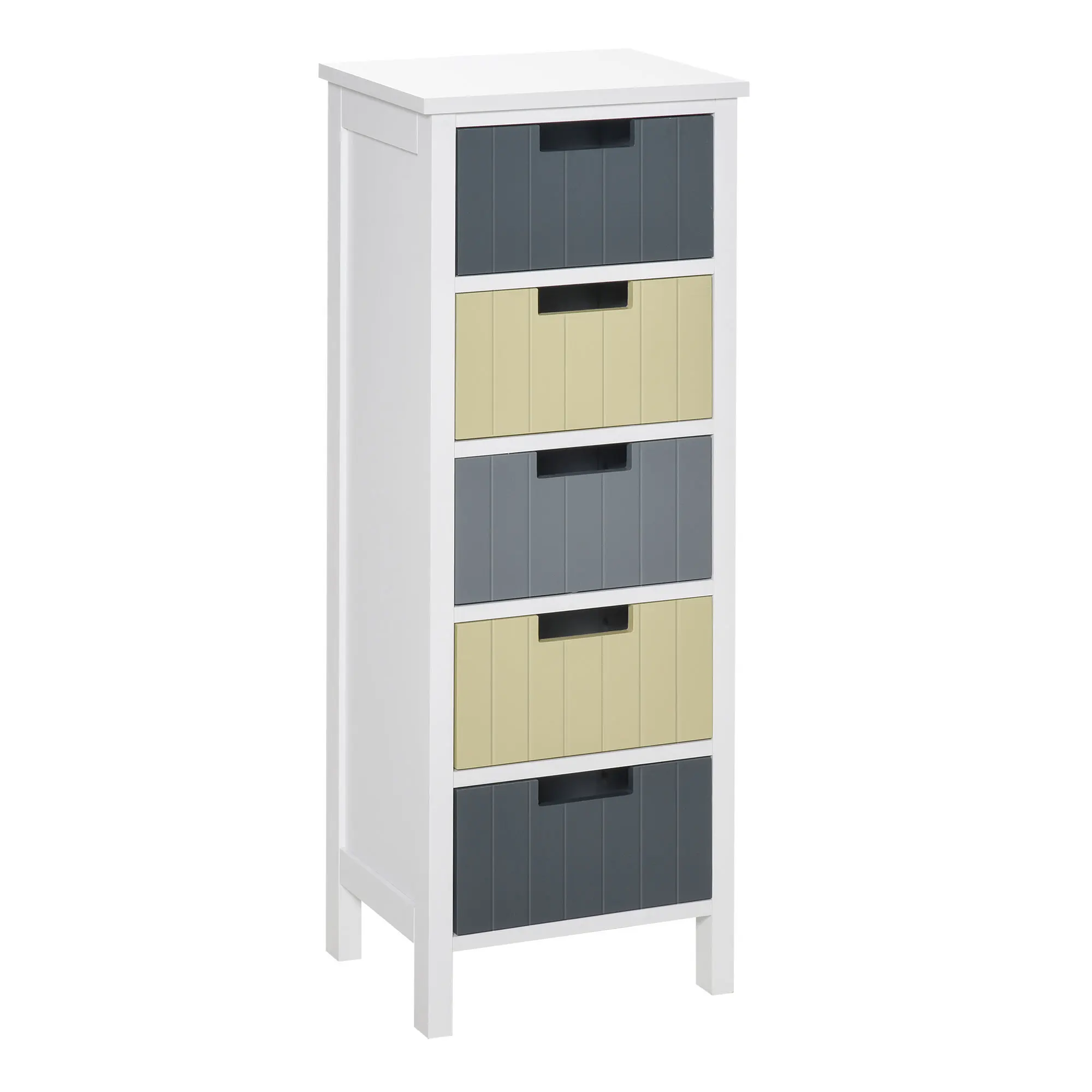 HOMCOM Cómoda de Madera con 5 Cajones para Dormitorio Salón Baño 35x28x90,5 cm
