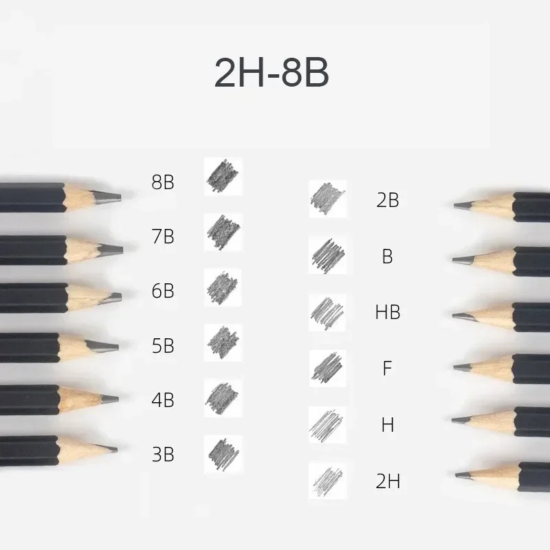 12pcs/set Drawing Pencil Pre-sharped Metal Box Packed 2H-8B Graphite Pencil Set for School Office Stationery Art Sketch Supplies
