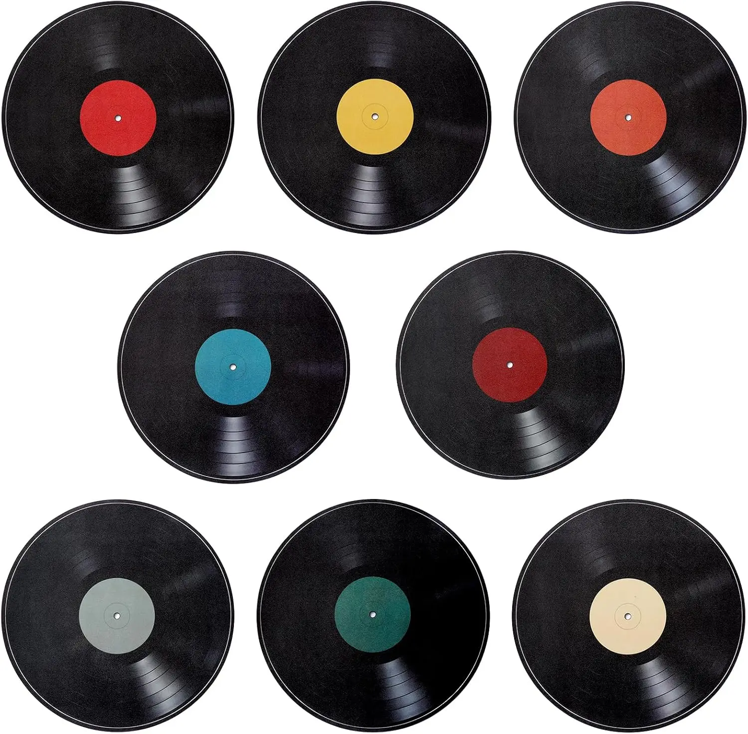 

8 Pcs Vinyl Record Wall Decor, Fake Records Stickers for Home Music Party Decoration, 9'' Decorative Art