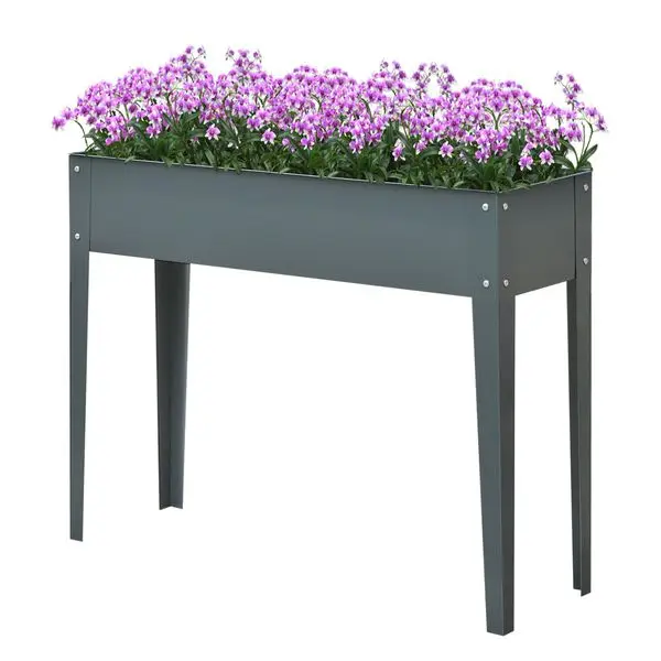 

Outsunny Metal Raised Garden Bed Planter Box 40' x 12' x 32' Dark Grey Durable Outdoor Gardening Solution
