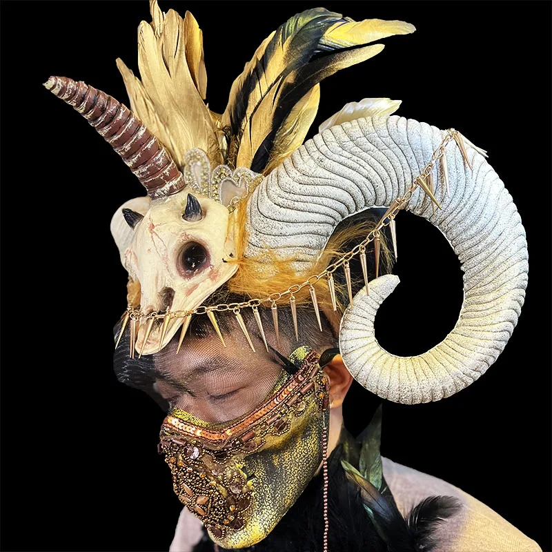 Dark Exaggerated Headdress Horn Devil Headband Cos Shooting Modeling Catwalk Halloween