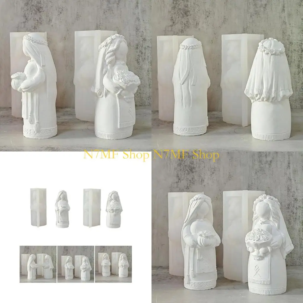 

N7MF Bride Silicone Mold Making Moulds Suitable for Creating Delicate Handmade Soaps and Cake Decorations