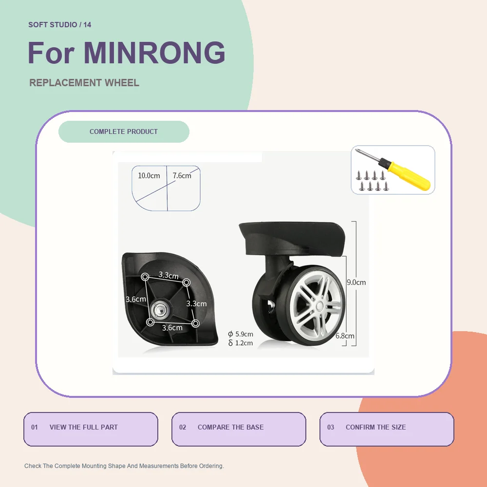 Travel Luggage Caster Replacement Wheel For Minrong Quiet Caster Repair Kit For Travel Premium Travel