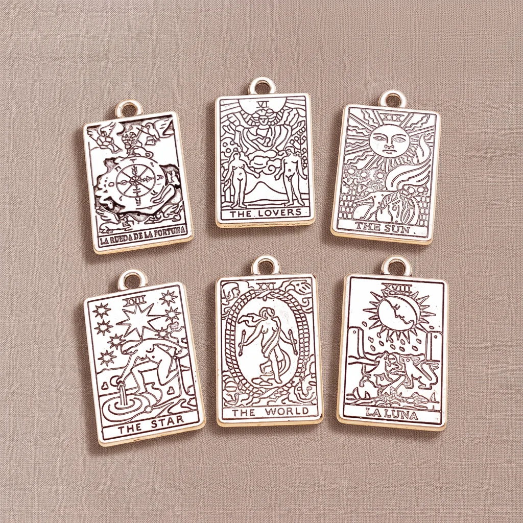 5/12pcs Silvery Tarot Card Charms Set - Perfect for Handmade Craft Jewelry Making Necklaces Bracelets Earrings Accessories
