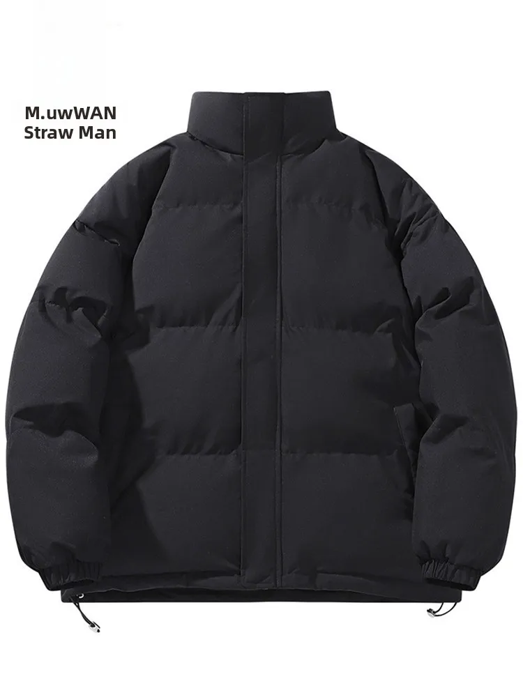 

Thiened Хлопковая мужская зимняя верхняя одежда с воротником-стойкой, теплая повседневная длинная молния из полиэфирного волокна, украшенная молнией