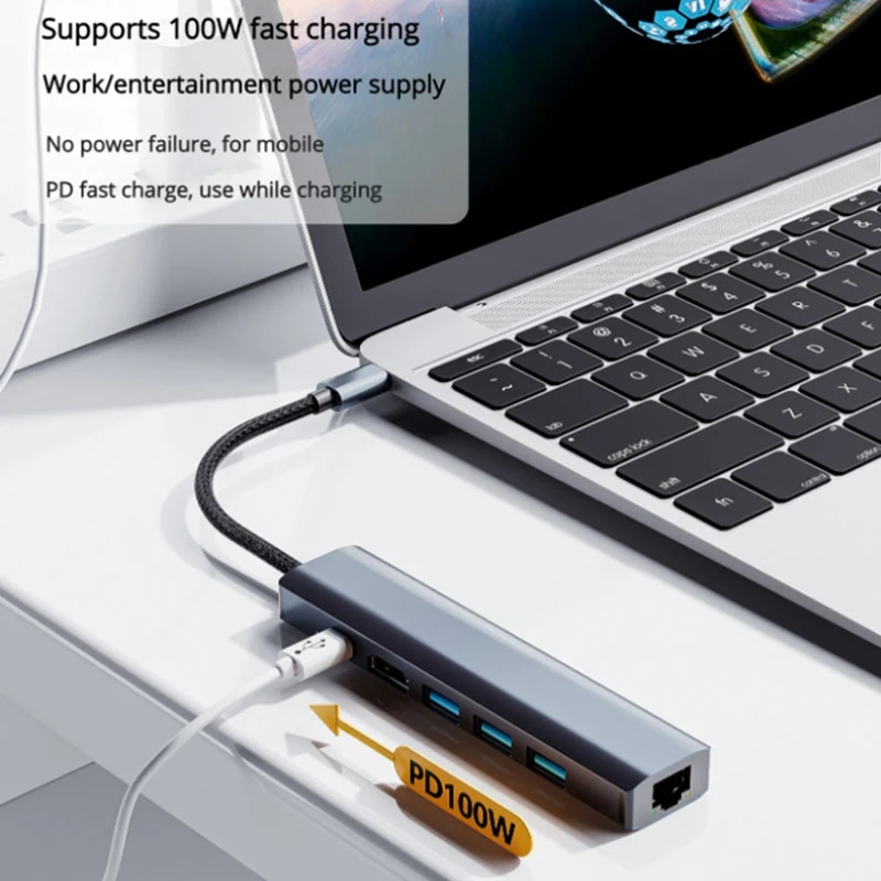 PD RJ45 Docking Station for Dock Adapter Type C to Usb 3 0 Splitter Hub Laptop Usb Expander Gigabit Hub-A13G
