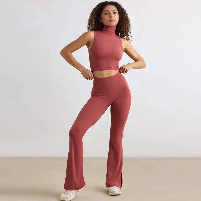 سراويل يوجا واسعة الخصر للنساء - ملمس عاري، رفع المؤخرة، سراويل ضيقة واسعة الساق بفتحة جانبية (نمط الاتحاد الأوروبي/الولايات المتحدة) #4