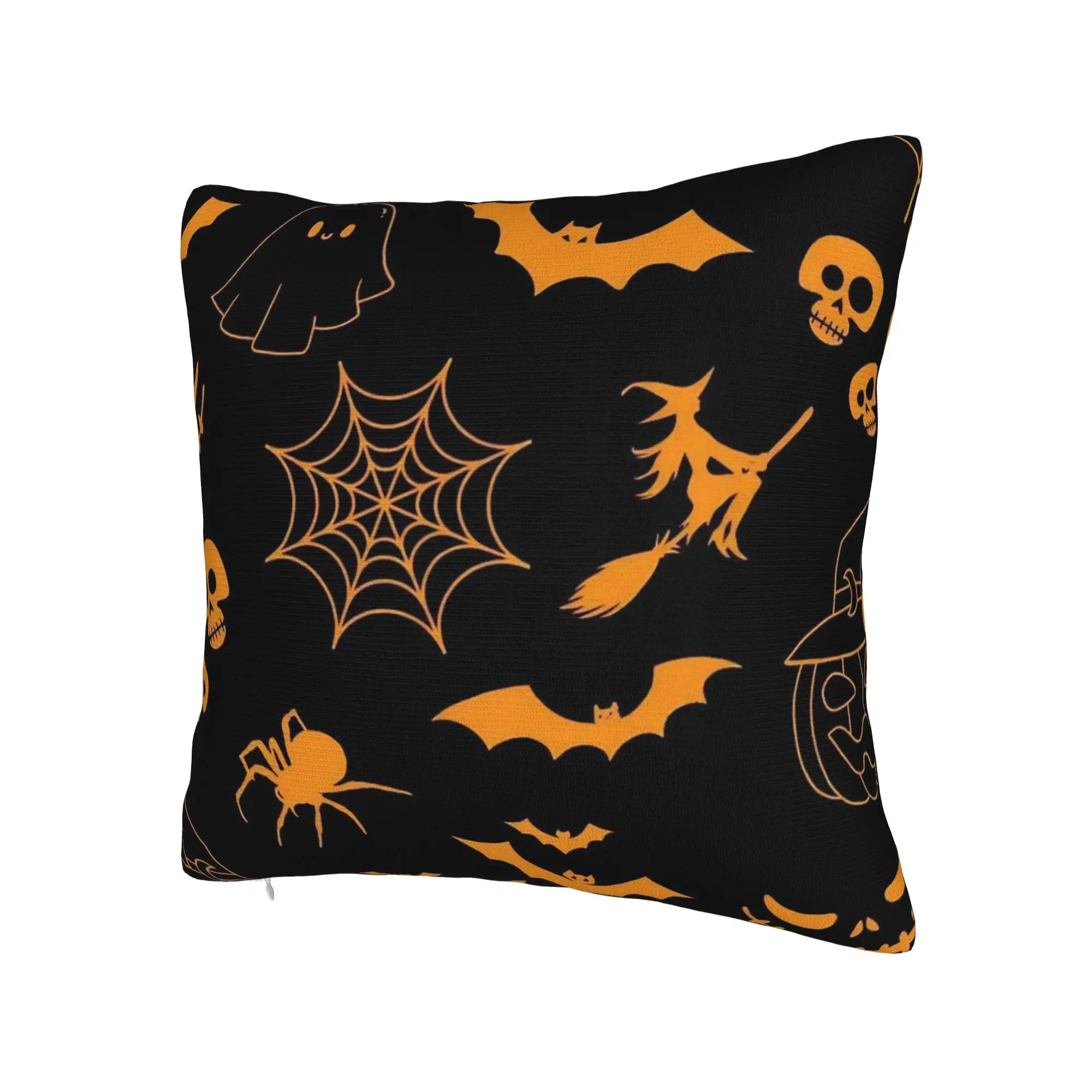 Decorative Pillowcases Halloween Ghost Pumpkin Spooky Trick Or Treat Witch Bedroom  Throw Pillow Case Cover Square Multi Size